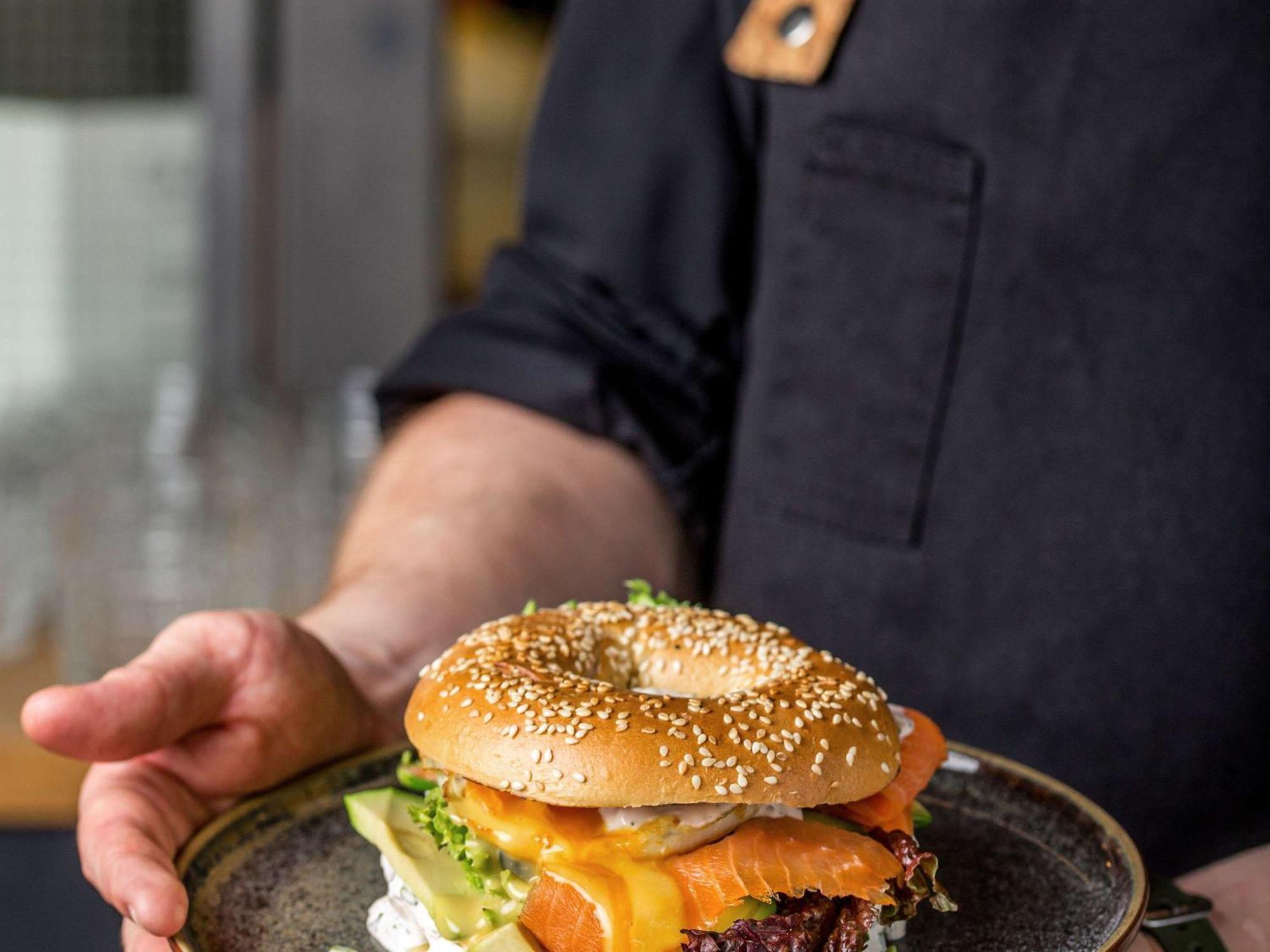 The Bridge Wroclaw - Mgallery Exteriör bild A bagel with cream cheese and lox